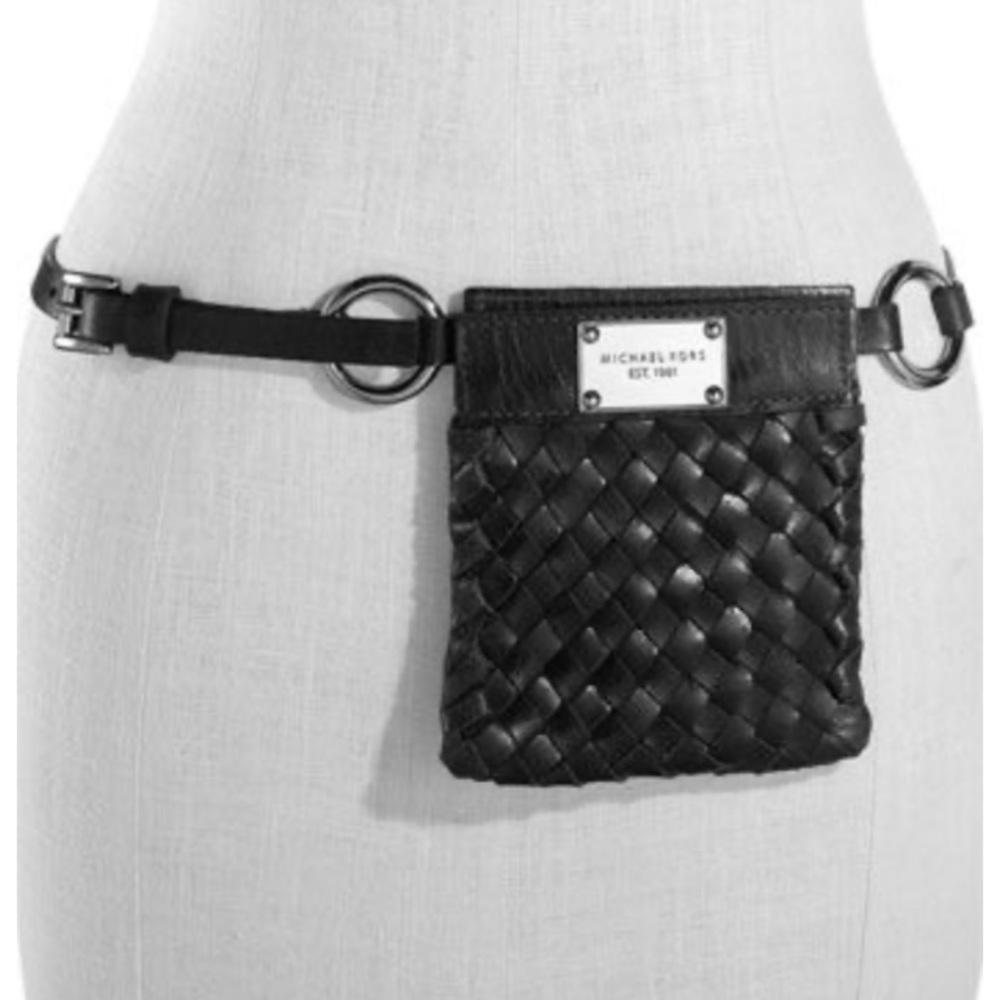 MICHAEL KORS Black Woven Belt mini Bag over the chest